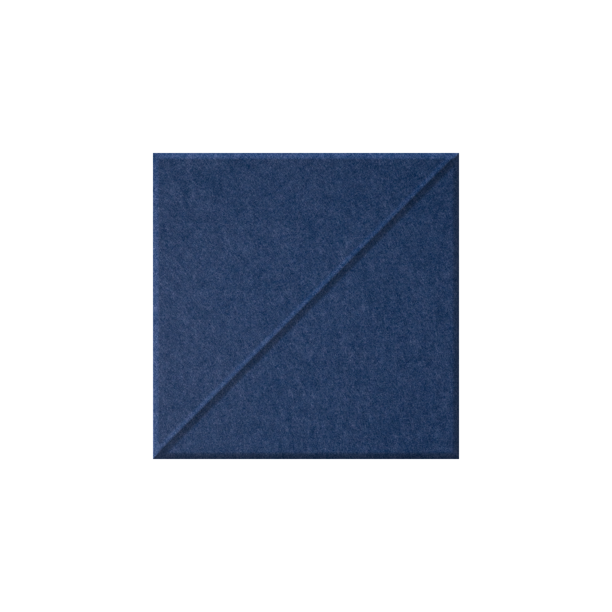 A square navy blue fabric or felt sample with a diagonal seam, centered on a plain white background.