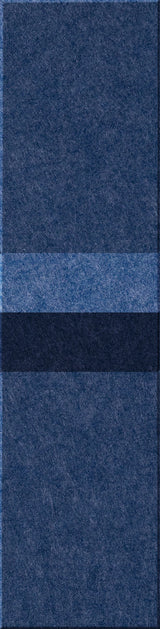 Four blue textile tiles in varying shades stacked vertically with textured surfaces.