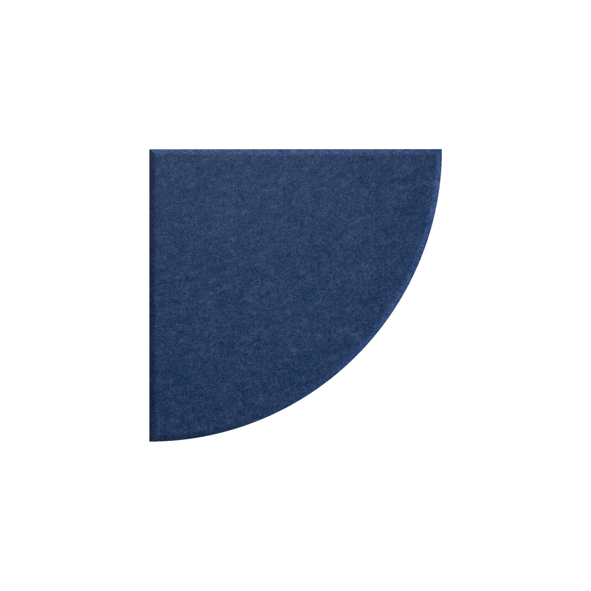 A quarter-circle felt sound absorber in a dark navy blue color, shown on a plain white background.
