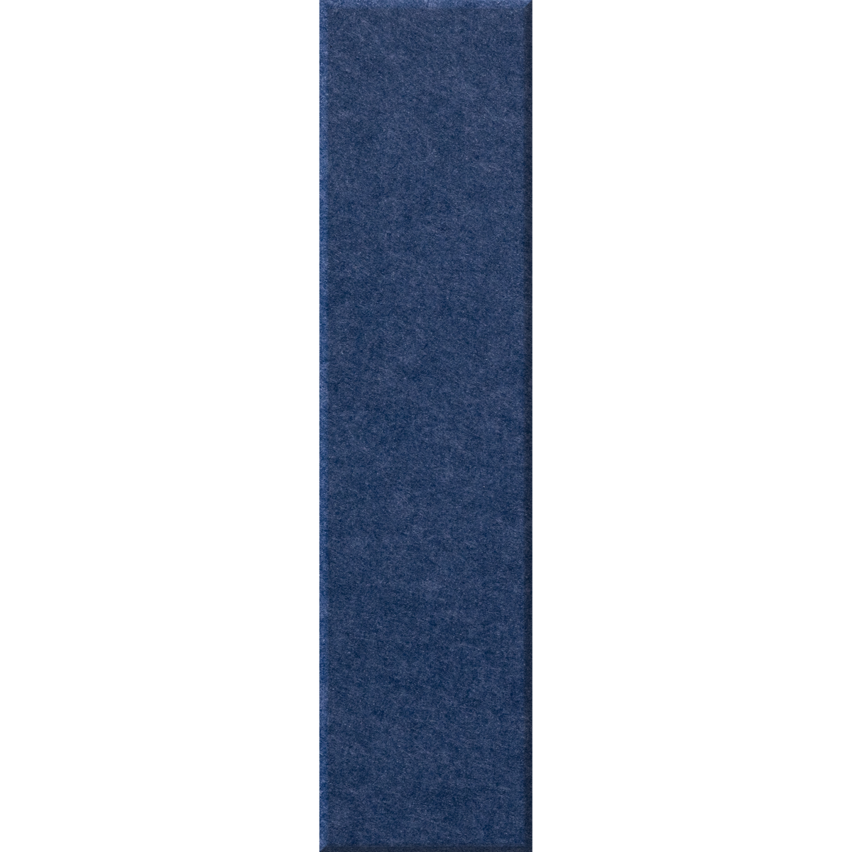 A long, narrow rectangular sample of dark blue textured material centered on a white background.