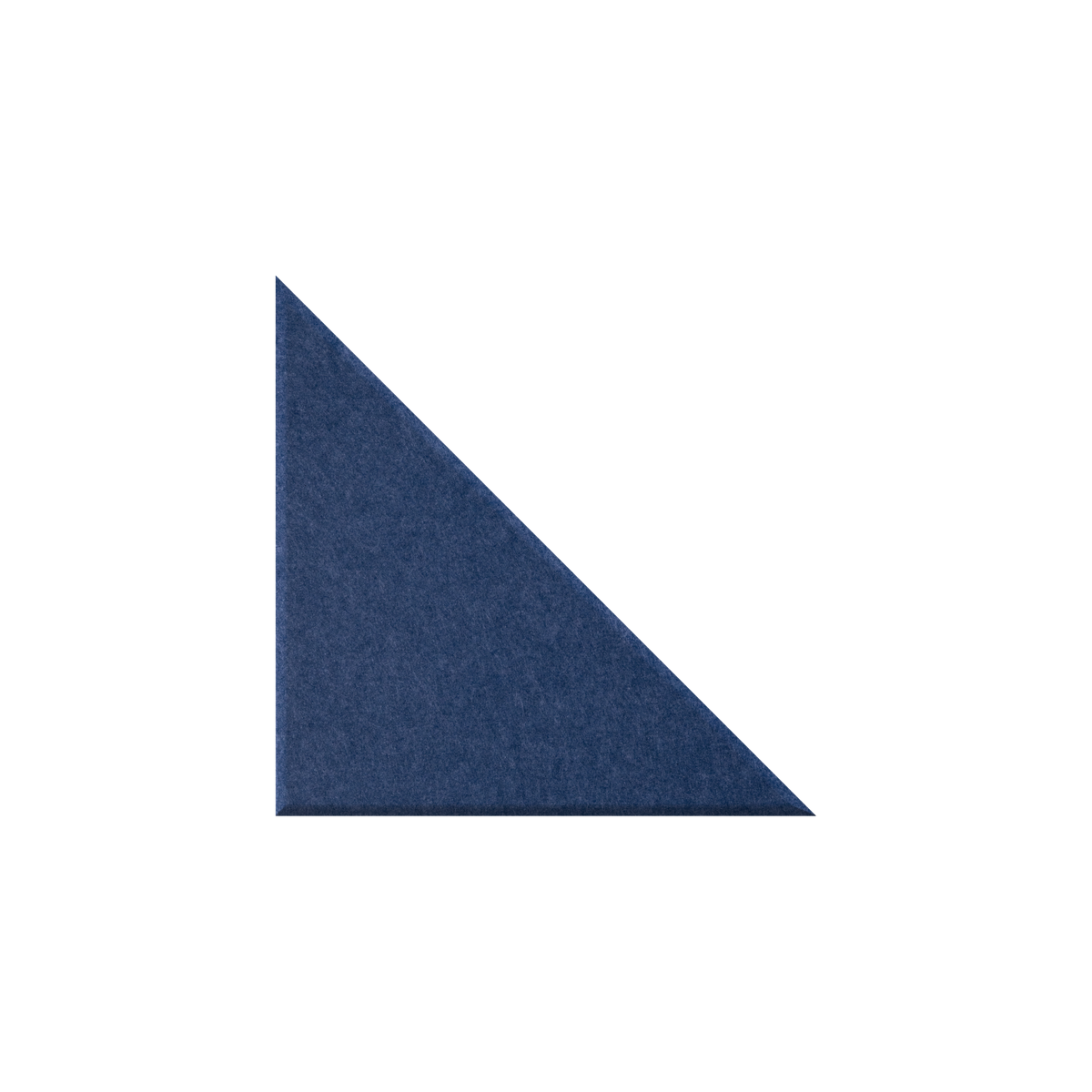 A single dark navy blue triangular fabric or felt sample shown on a plain white background.