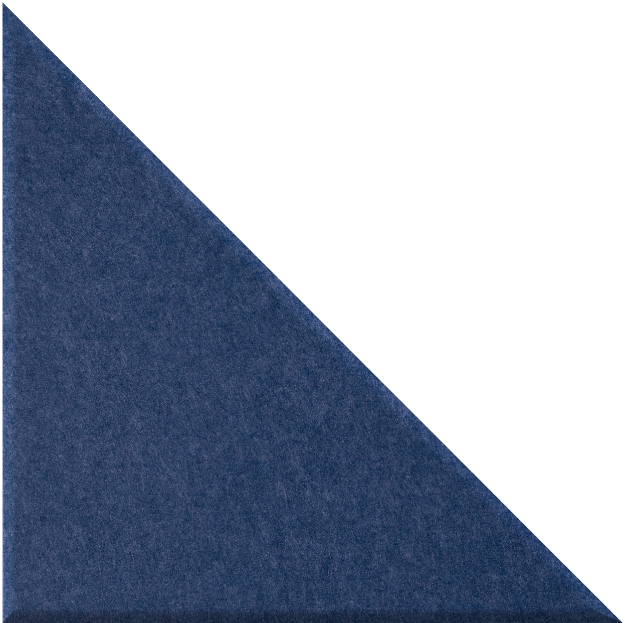 Dark blue right triangle tile with textured surface and 90-degree corner angle.