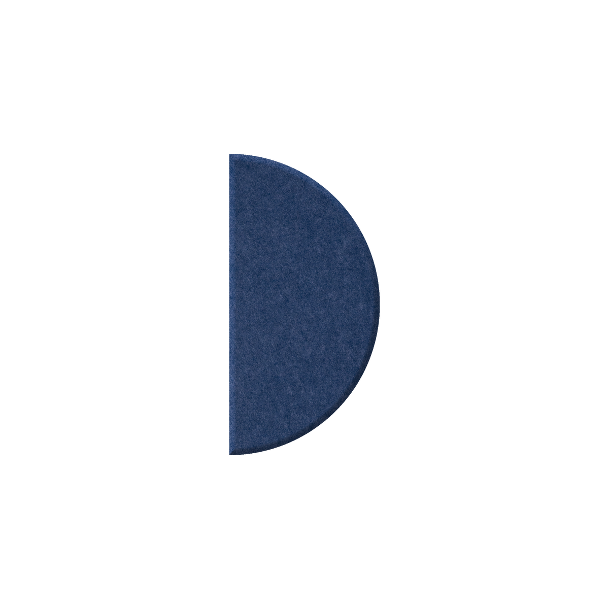 Dark Blue semi-circle on a white backgroud.