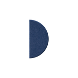 Dark Blue semi-circle on a white backgroud.