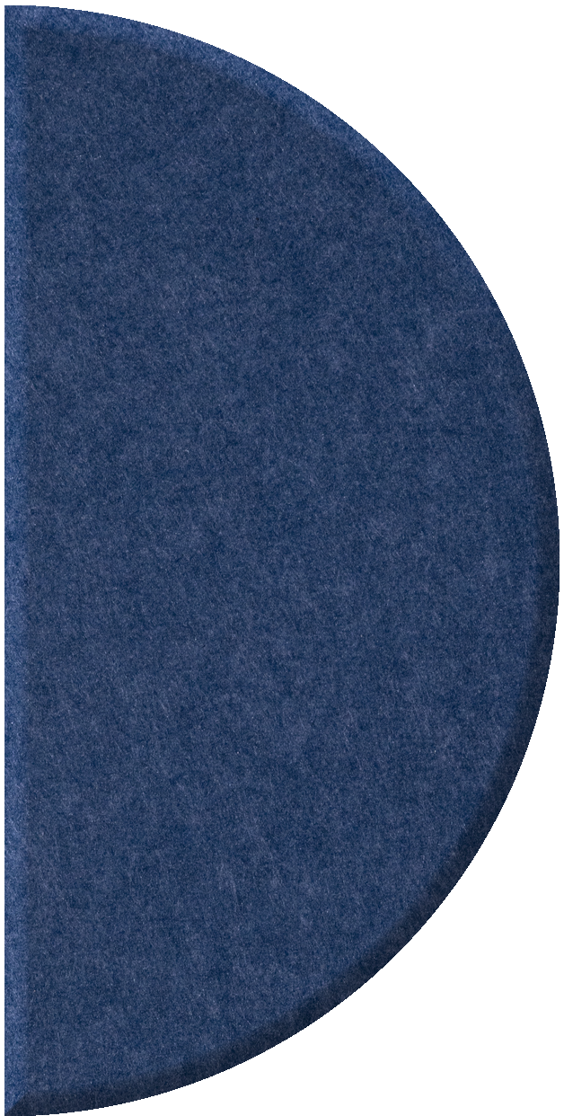 Navy blue half circle tile with textured surface.