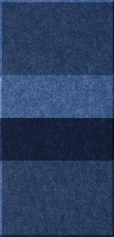 Four rectangular tiles in varying shades of blue and navy with textured surfaces arranged vertically.