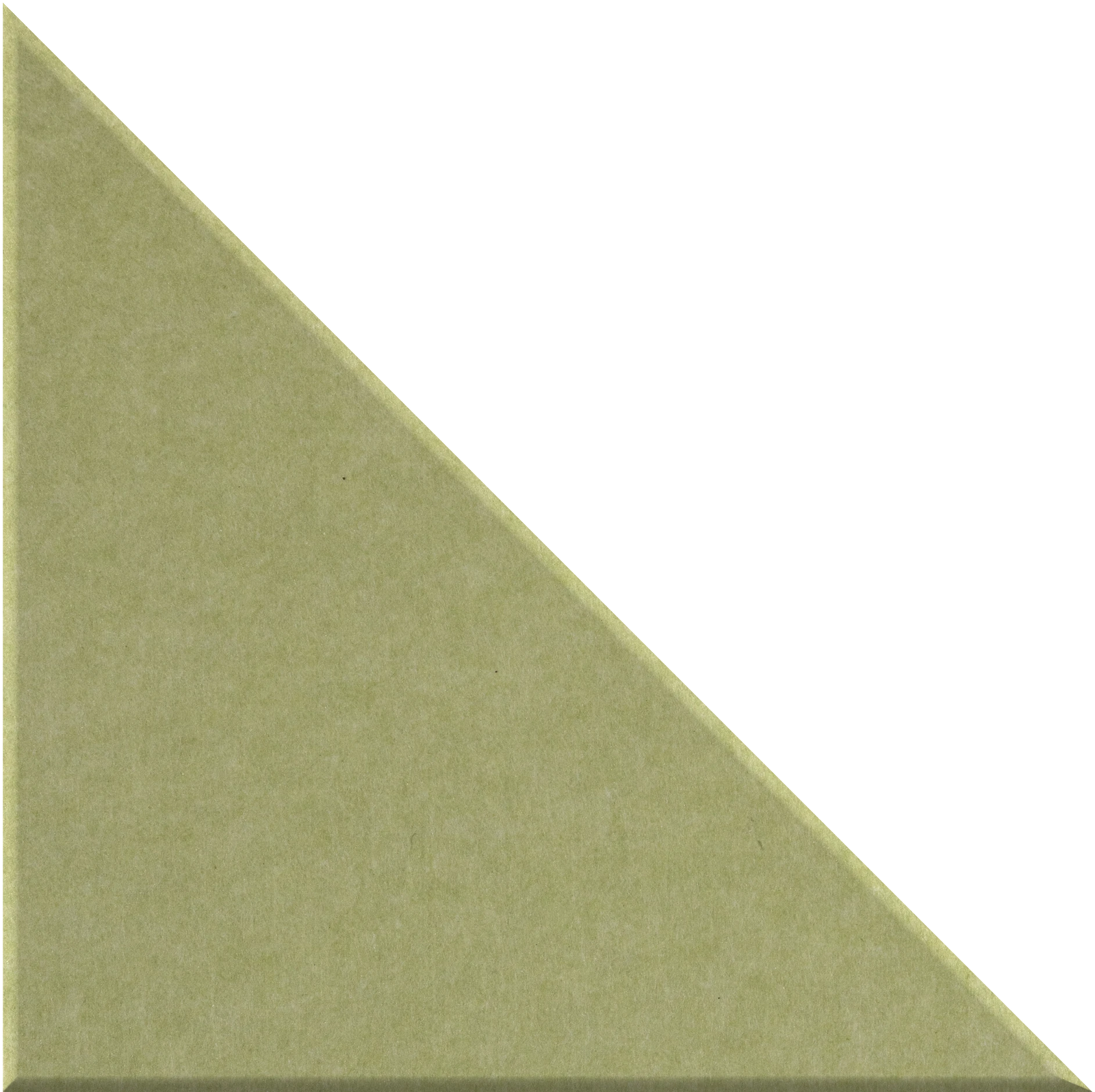 Sage green right triangle tile with matte finish and textured surface.
