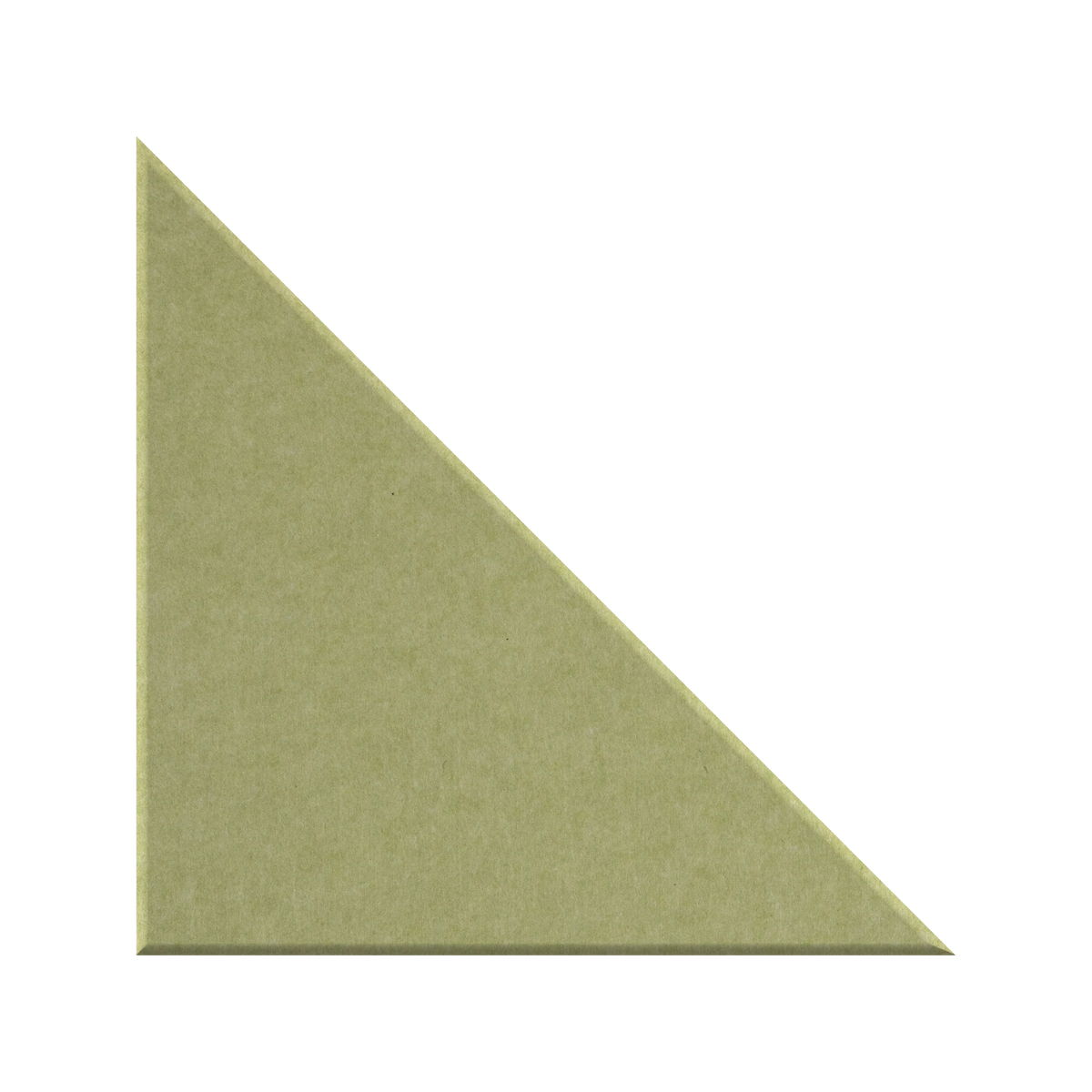 A flat, textured triangular color swatch in a muted sage green shade, shown against a plain white background.