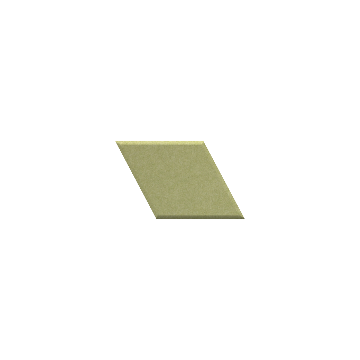 A single flat, slightly angled square tile in a muted sage green color, centered on a solid white background.