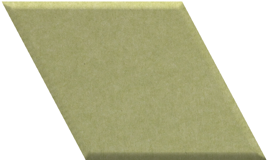 Sage green diamond-shaped tile with matte finish, shown at an angle.