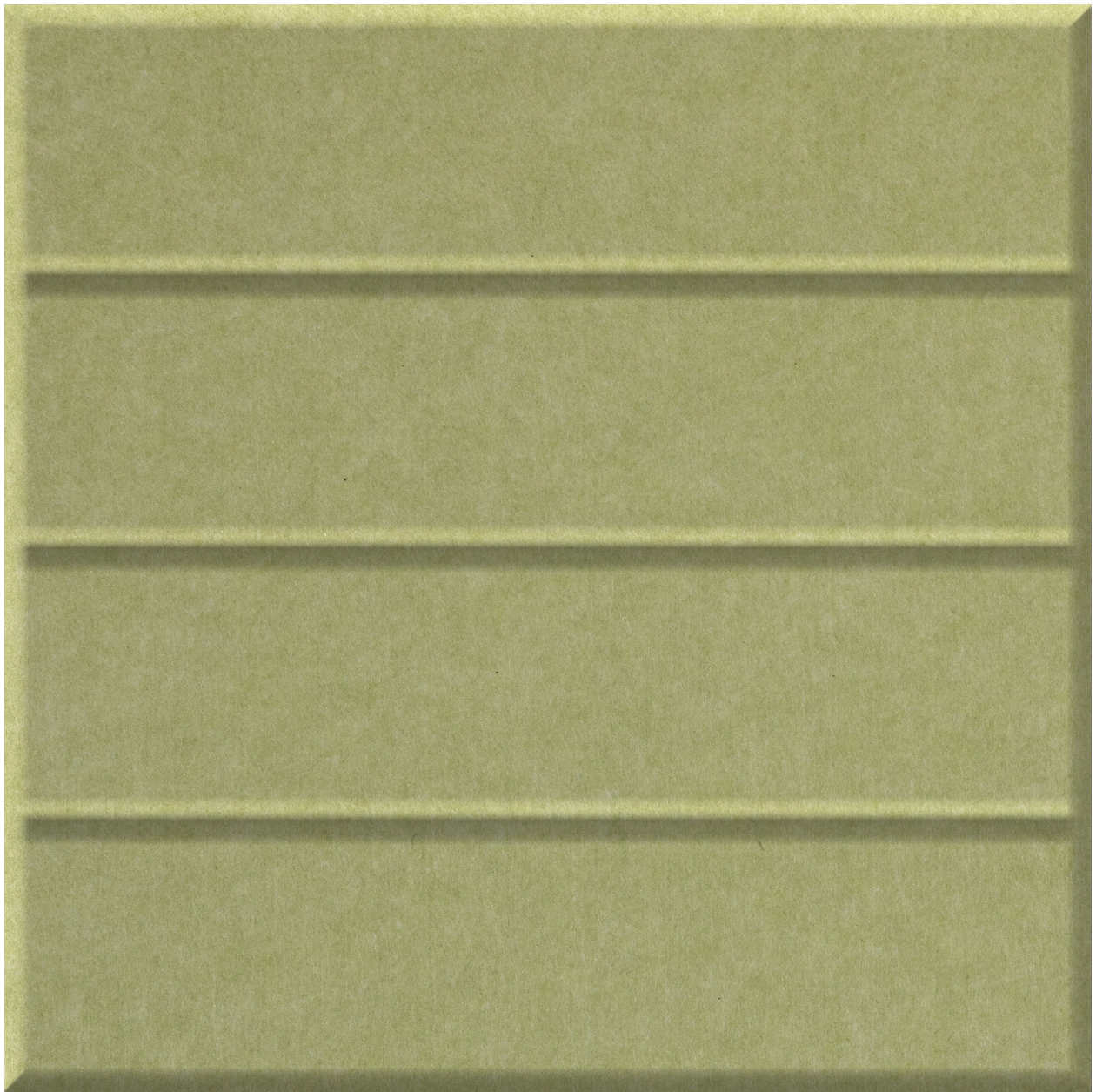 Sage green tile with three horizontal raised line details across the surface.