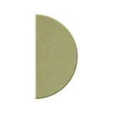 A single olive green semi-circular wedge-shaped item, possibly a paper cutout or craft template, shown on a plain white background.