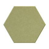 A single hexagonal tile or panel in a muted sage green color, shown against a plain white background.