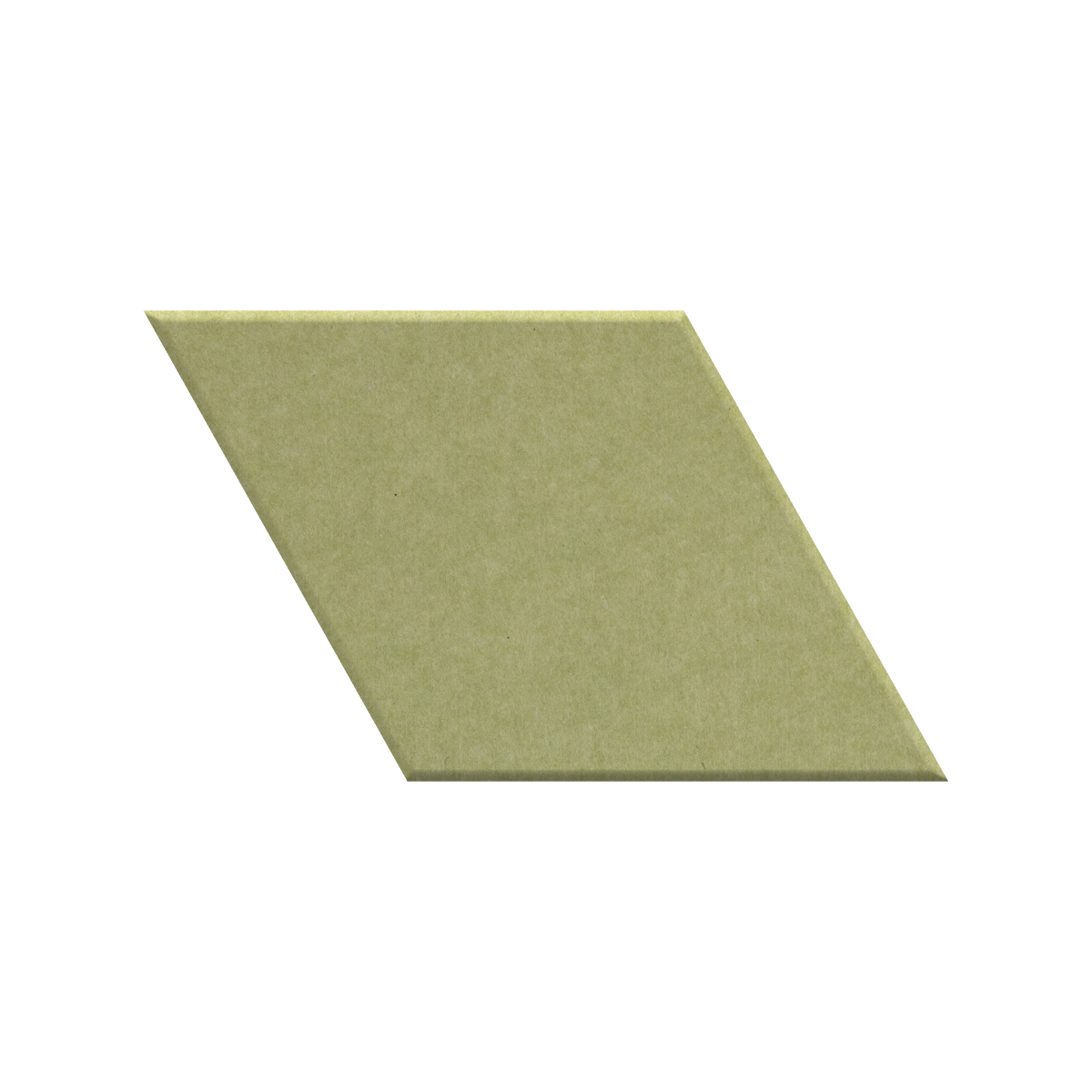 A single flat parallelogram tile in a muted sage green color, shown on a plain white background.