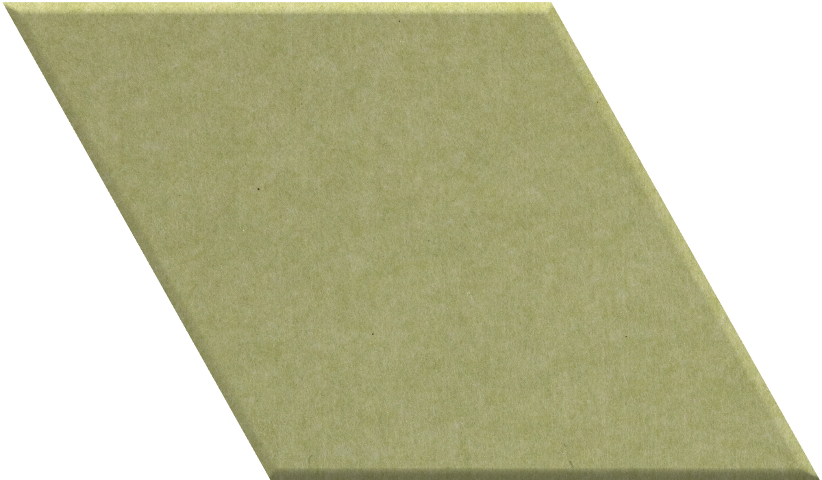 Sage green diamond-shaped tile with matte finish displayed at an angle.