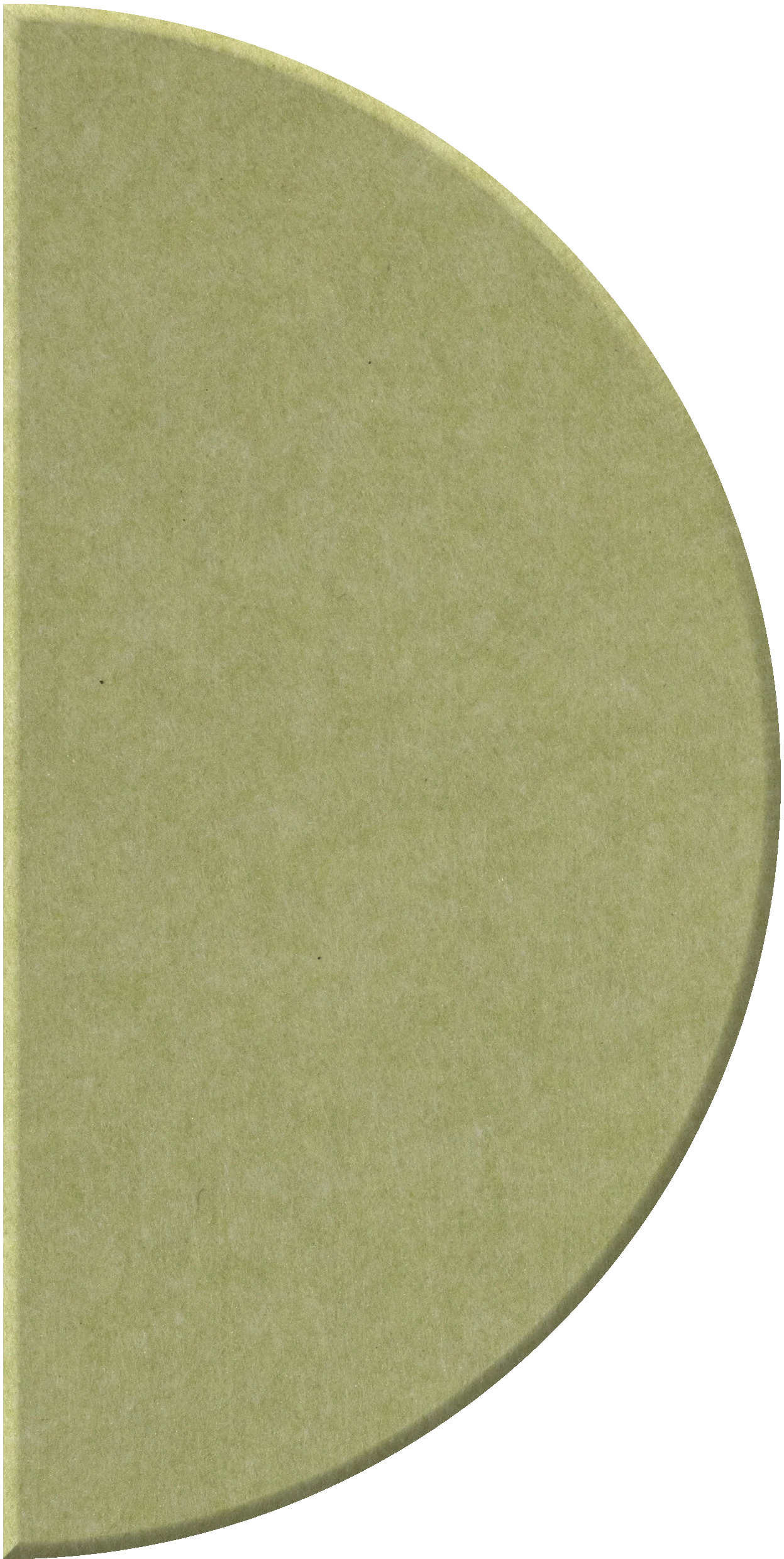 Sage green half-circle tile with smooth matte surface and curved edge.
