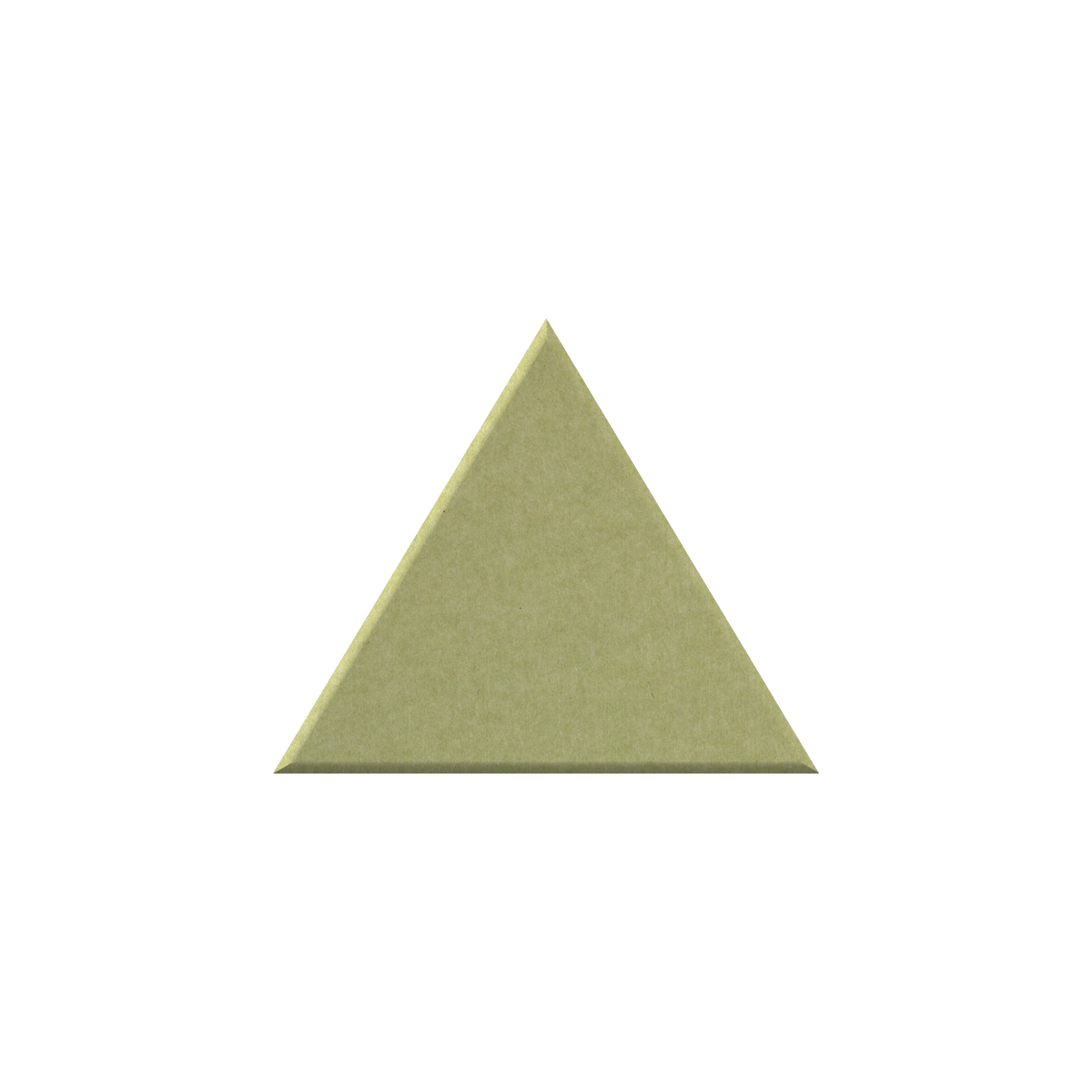 A single flat triangular color sample with a muted olive-green surface, centered on a plain white background.