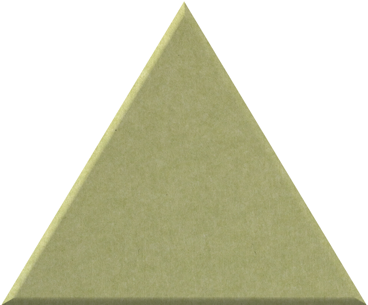 Pale green triangular tile with textured matte surface and beveled edges.