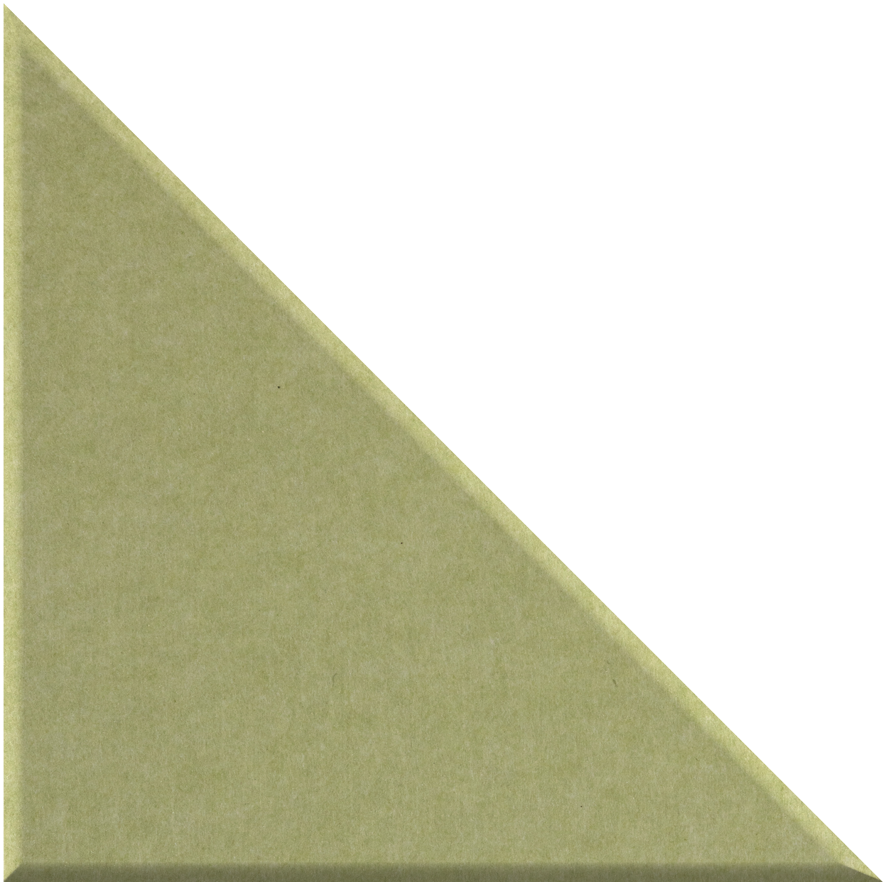 Olive green right triangle tile with textured matte surface.