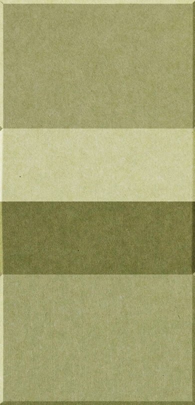 Four rectangular tiles in varying shades of green and cream with textured surfaces arranged vertically.