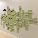 light green felt with peaks of dimension creating an acoustic wall