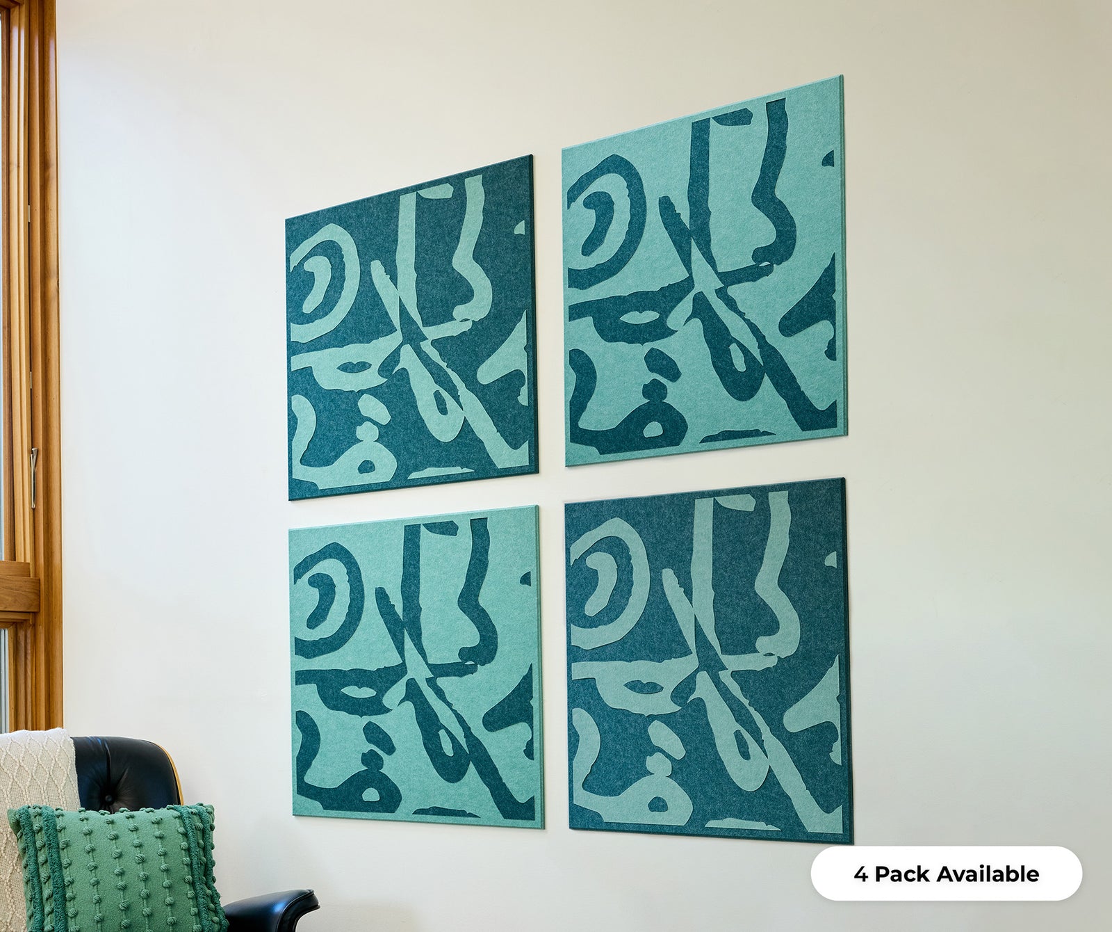 4-piece Peanuts Scribbles felt tiles on wall