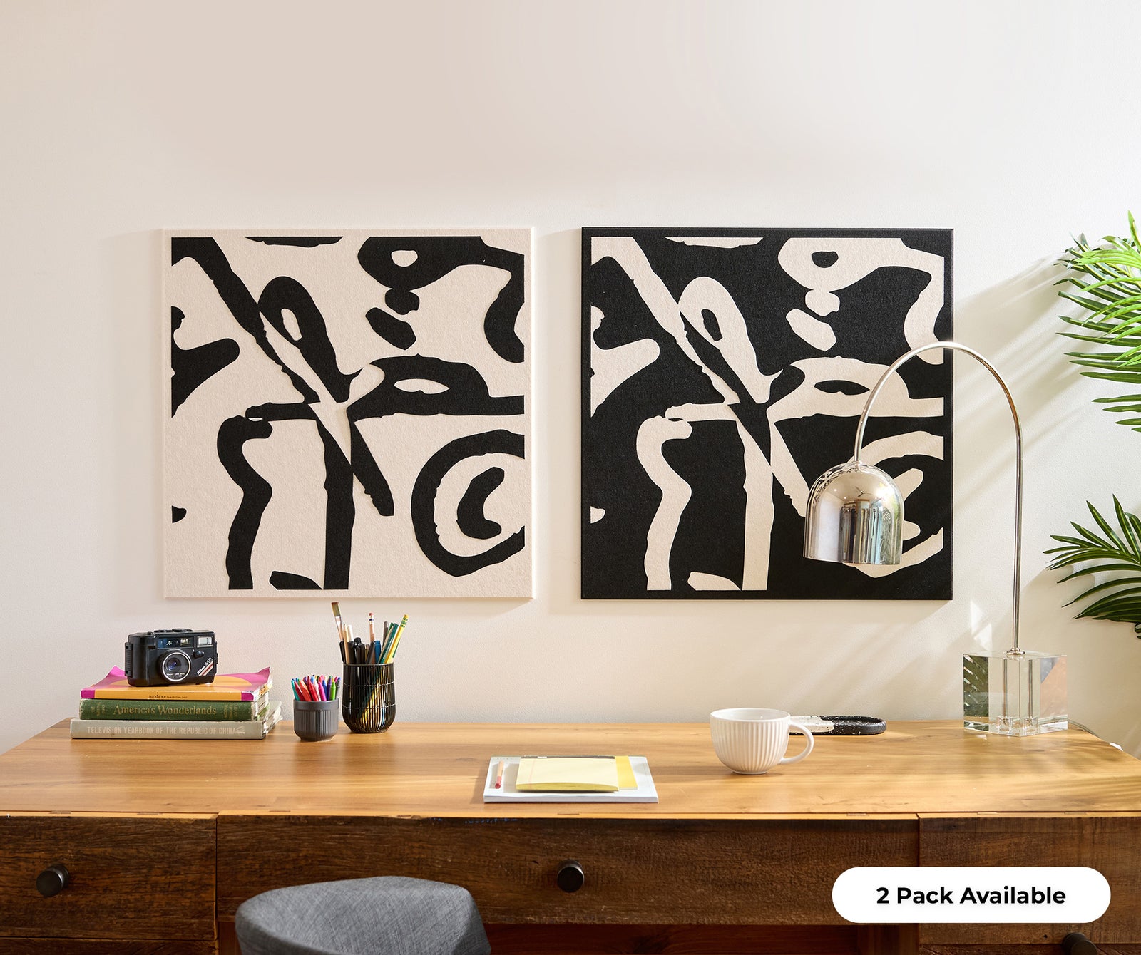 Felt Scribble Tiles on wall