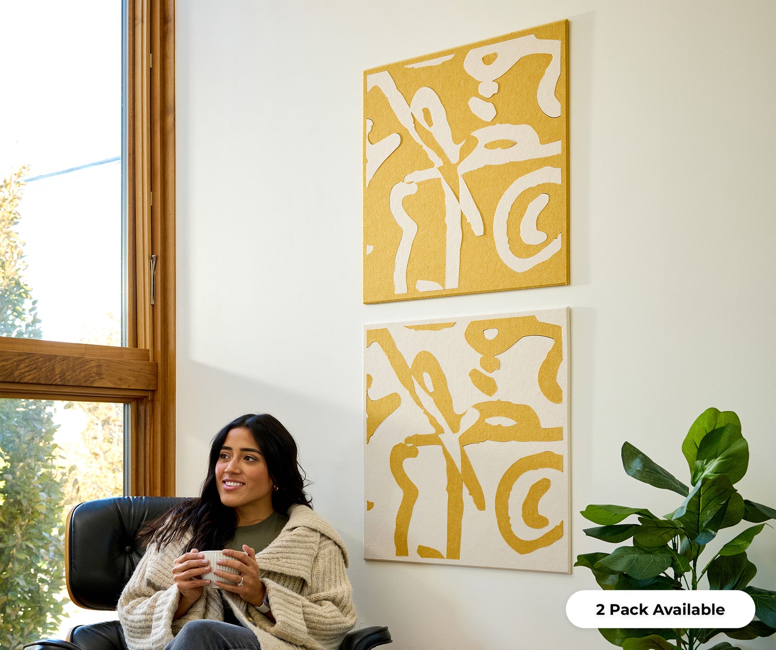 Felt Scribble Tiles on wall