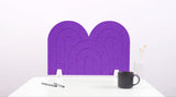 A lavender arch-shaped desk divider on a white desk. For the side of your desk.