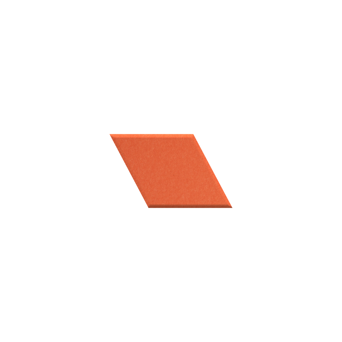 A single orange parallelogram-shaped tile or swatch centered on a plain white background.