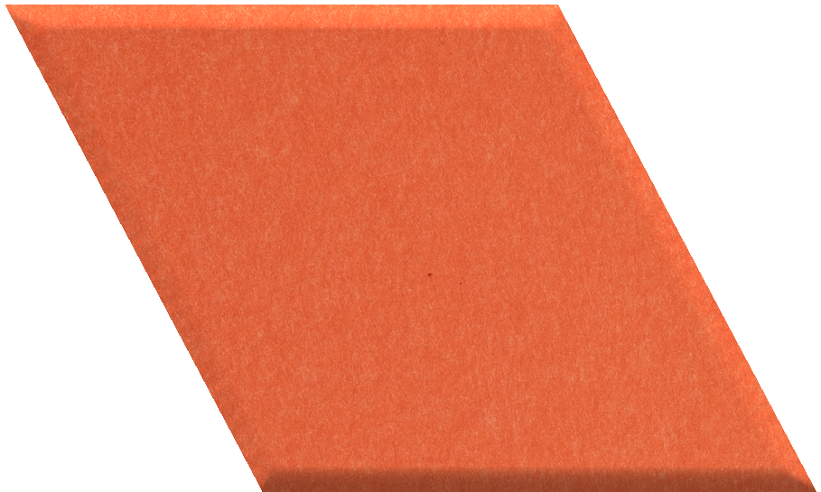 Orange diamond-shaped tile with a matte finish and beveled edge.