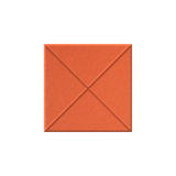 A square orange textured tile with a diagonal X pattern in the center, isolated on a solid white background.