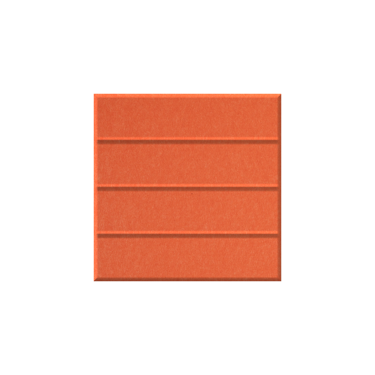 A square orange textured panel with four horizontal recessed grooves, centered on a plain white background.