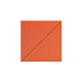 A square orange paper swatch with a diagonal fold line, centered on a plain white background.