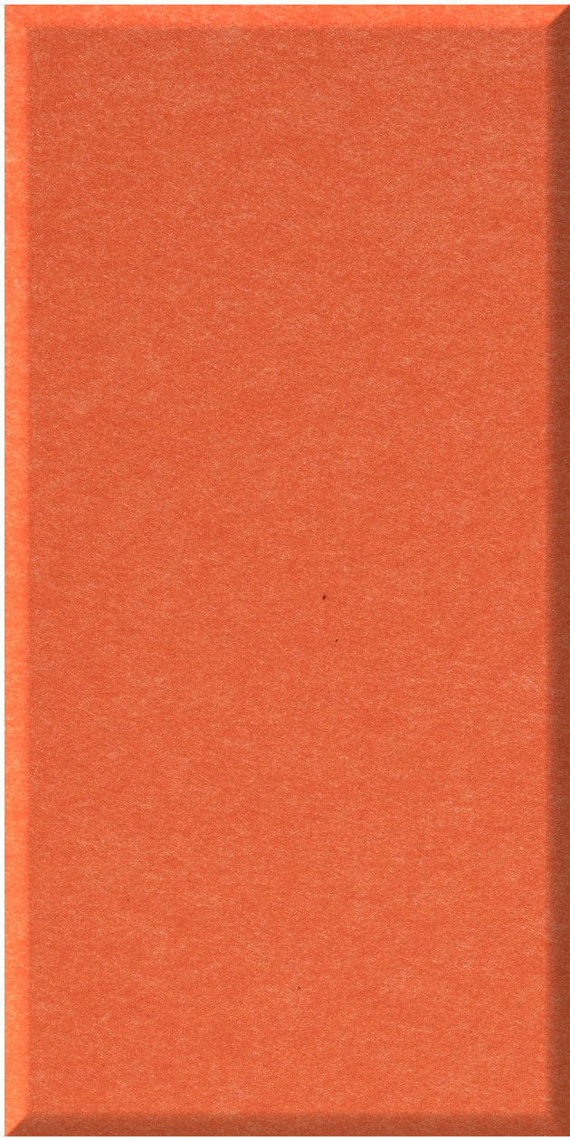 Terracotta-red ceramic tile with textured surface and beveled edges.