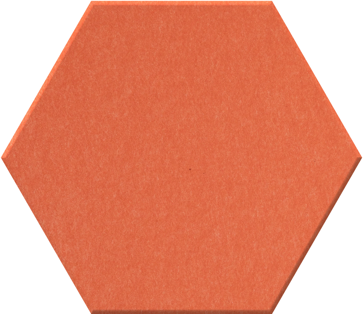 Orange felt tile in the shape of a hexagon