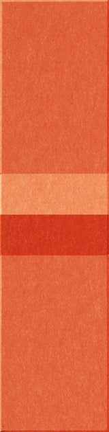 Individual terracotta tiles in shades of coral, peach, and deep red arranged vertically.