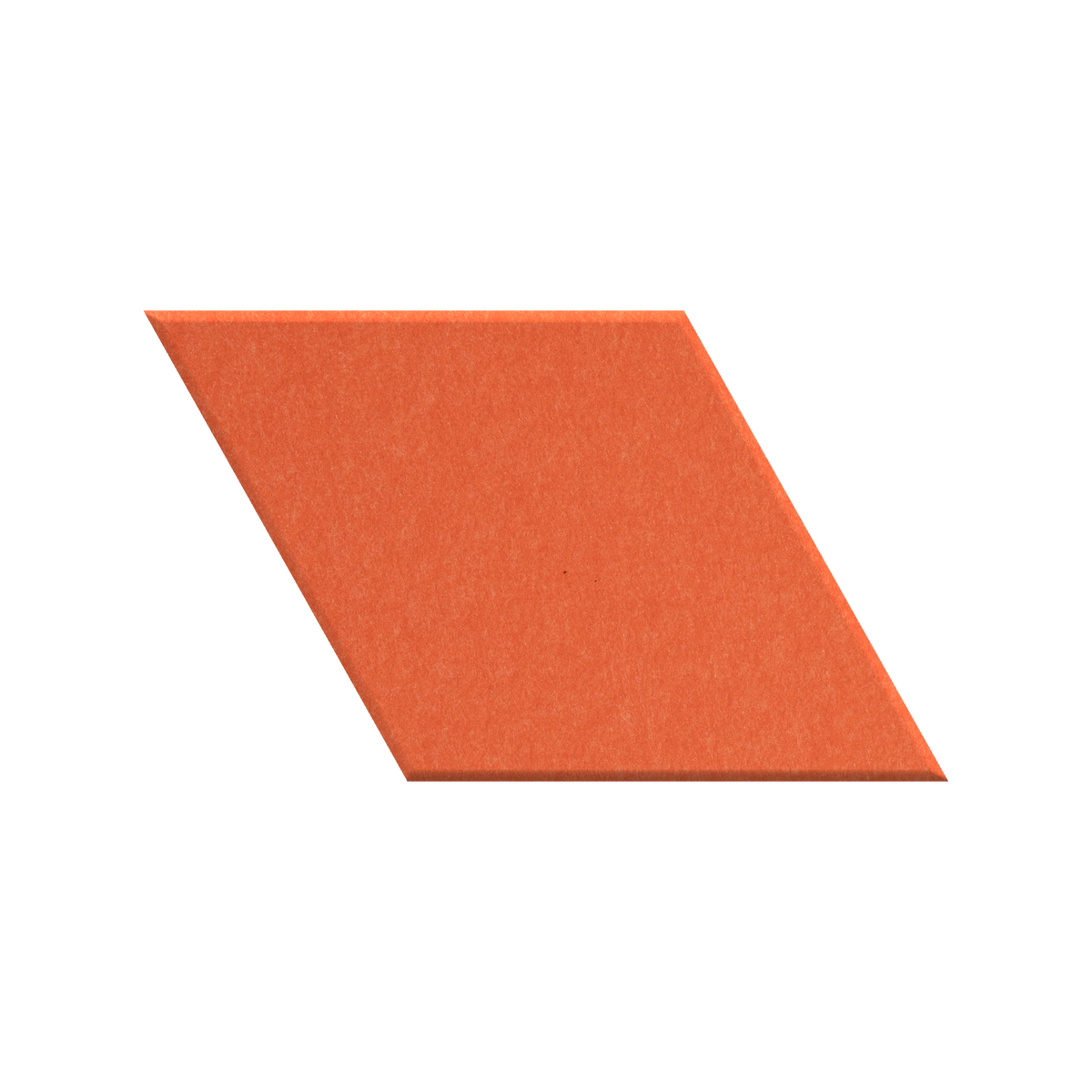 A single orange parallelogram-shaped tile or swatch with a matte, textured surface, centered on a plain white background.