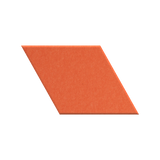 A single orange parallelogram-shaped tile or swatch with a matte, textured surface, centered on a plain white background.