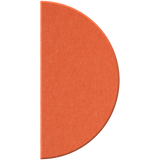 A single orange semicircle shape with a textured surface on a plain white background.