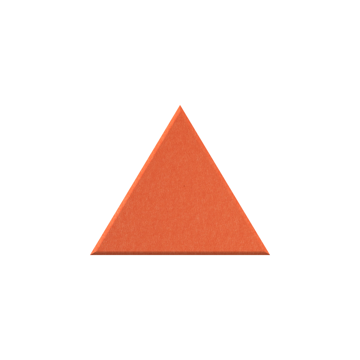 A single orange triangular wedge or foam-like sample centered on a plain white background.