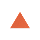A single orange triangular wedge or foam-like sample centered on a plain white background.