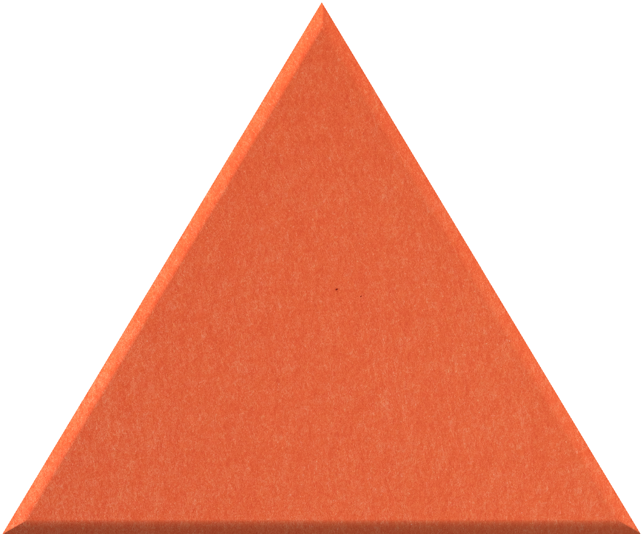 Large triangle tile in solid orange with a matte textured surface.