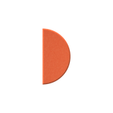 A single orange semicircle or letter-like shape centered on a plain white background.