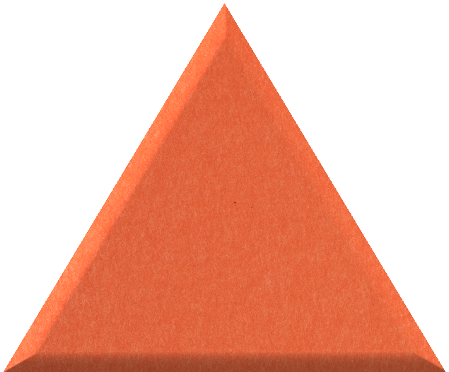 Orange triangle tile with textured surface and shadow detail along bottom edge.