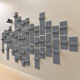 Grey felt tiles with 3D points creating an acoustic wall