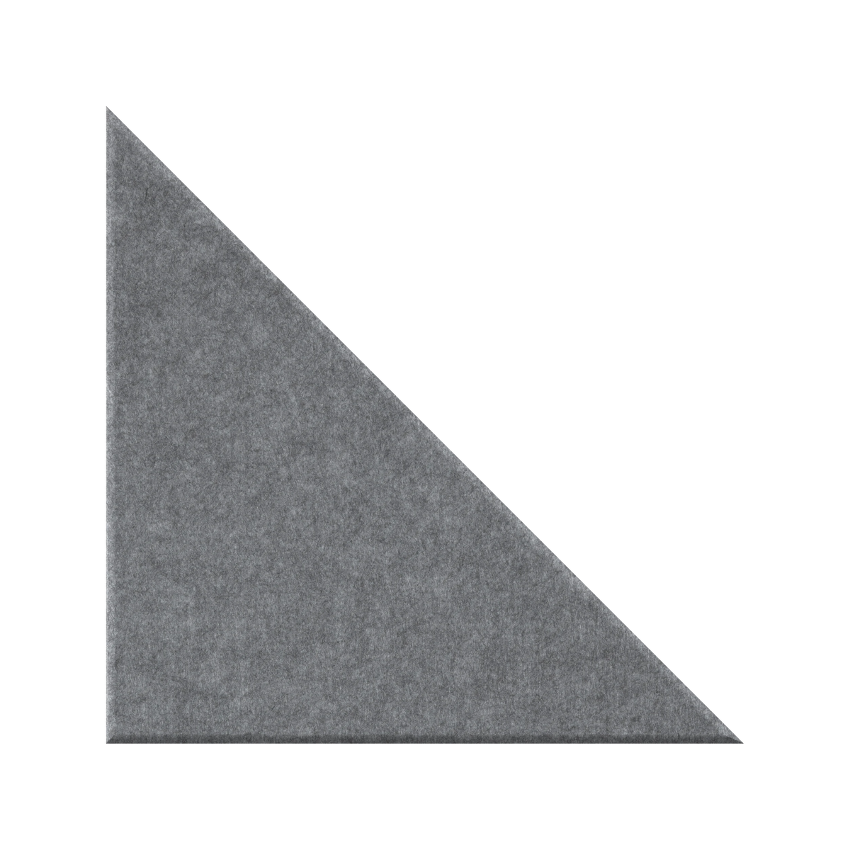 A gray felt triangle acoustic wall panel on a solid white background.