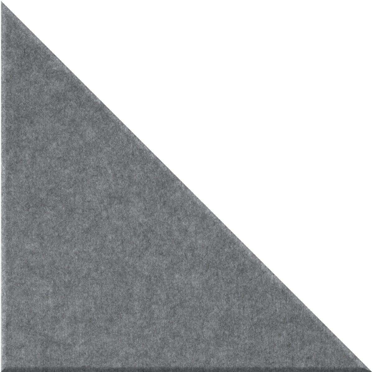 Gray right-angled triangle tile with textured surface and right angle at bottom left.