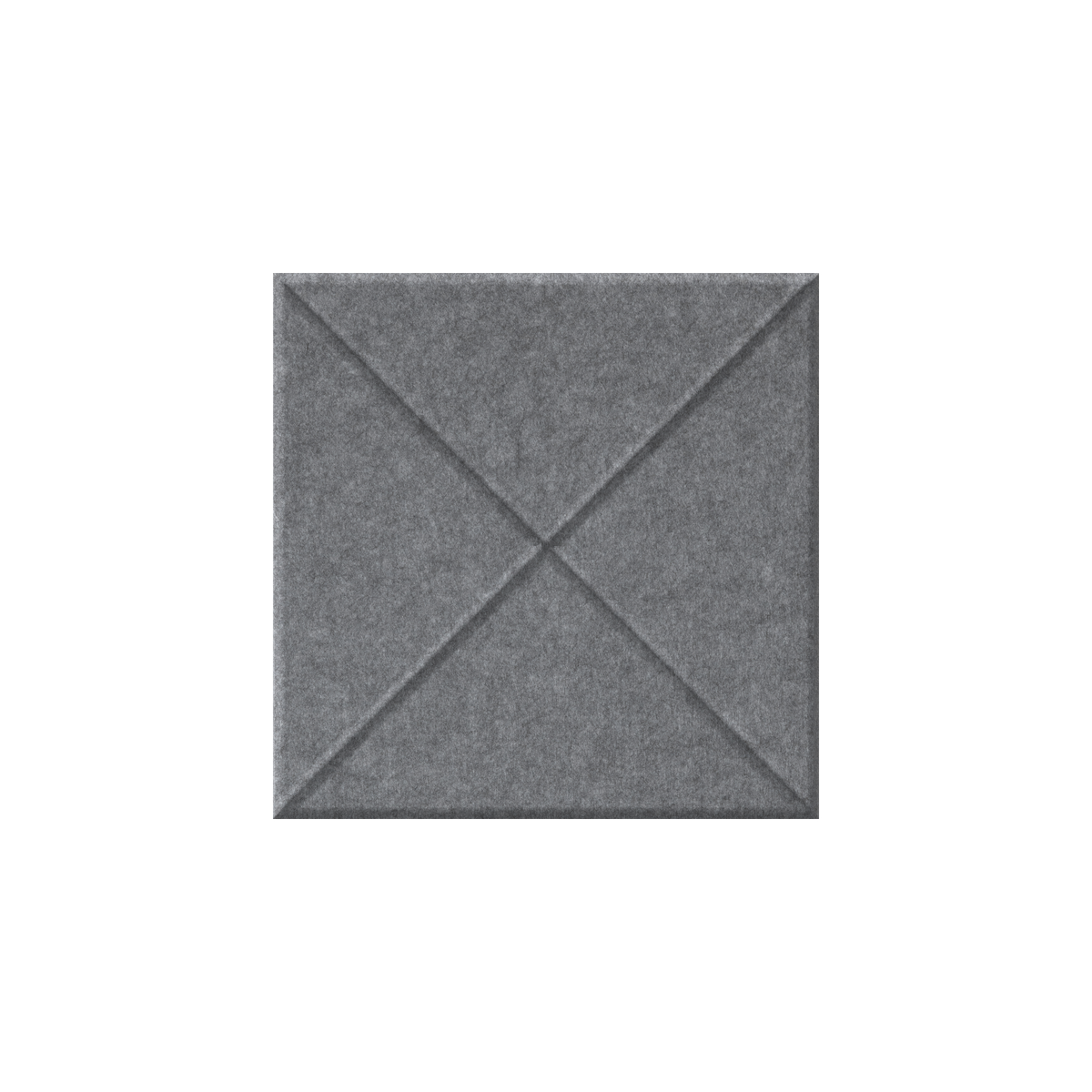 A square gray felt or fabric panel with stitched diagonal lines forming an X pattern in the center, shown on a plain white background.