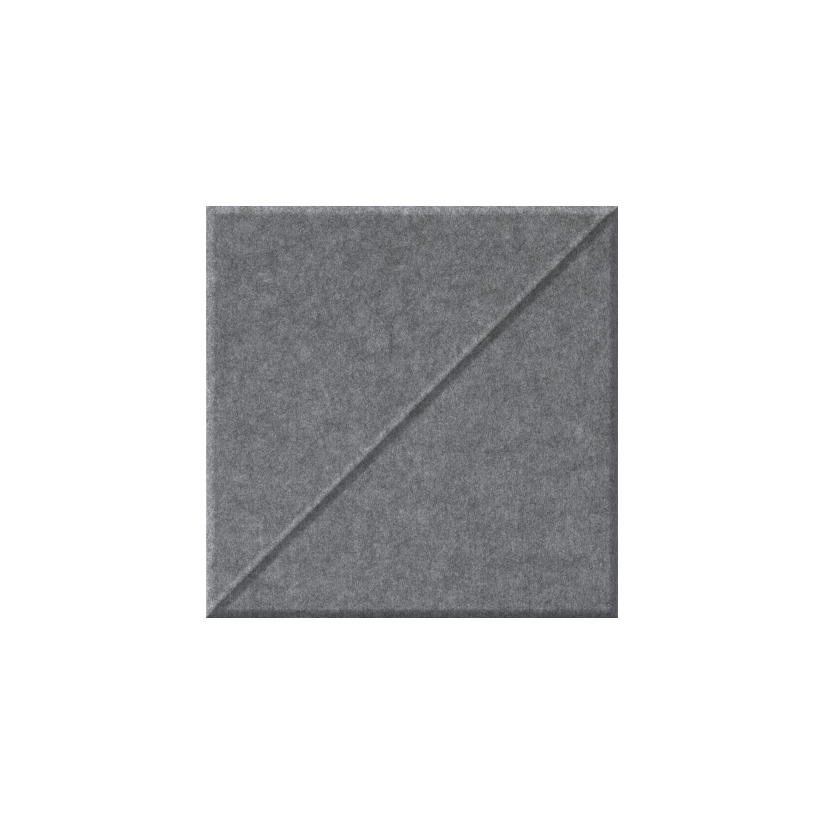 A square gray felt or fabric sample with a diagonal stitched seam across it, centered on a plain white background.